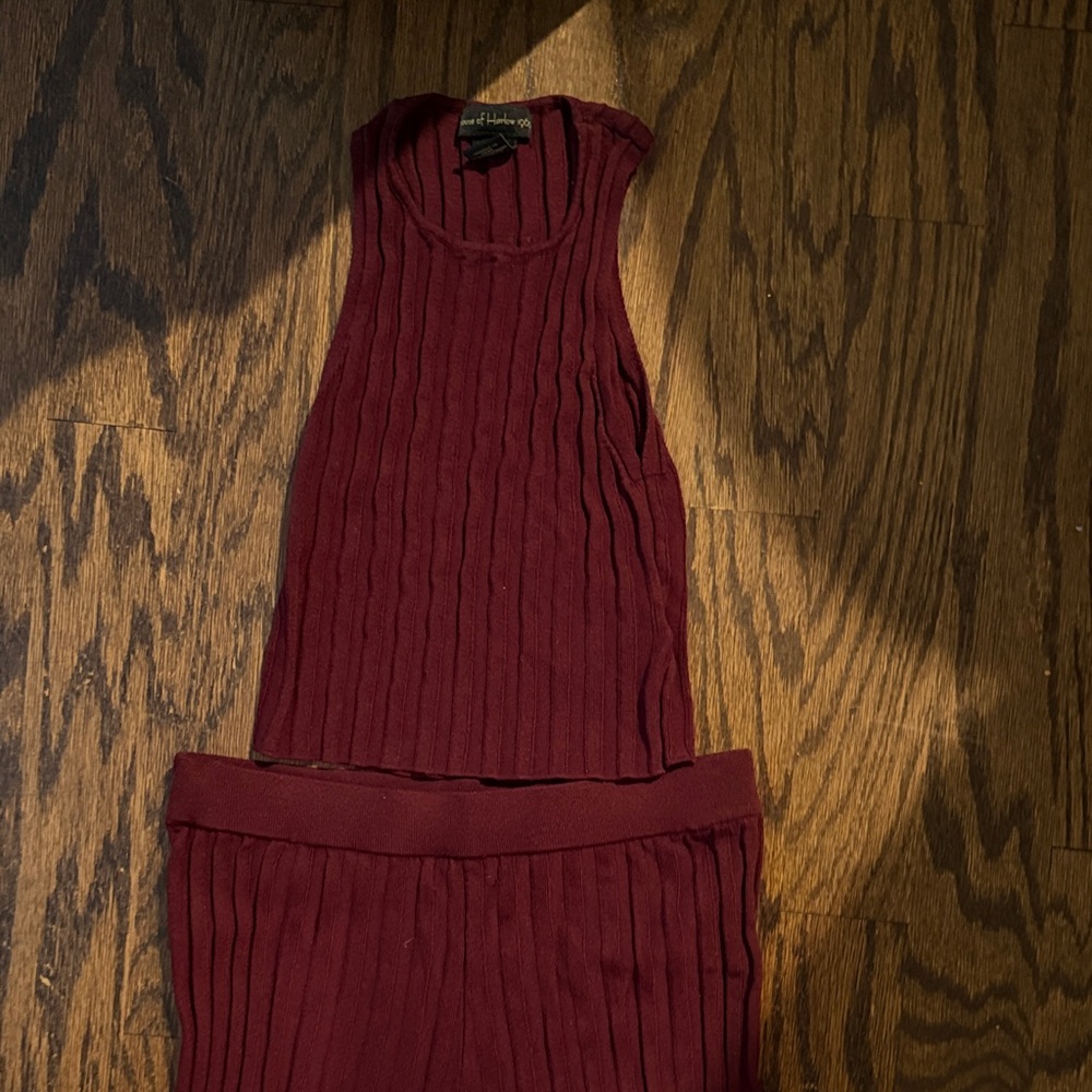 House of Harlow 1960 Burgundy Ribbed Set